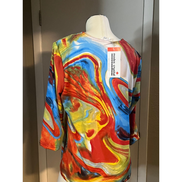 nwt polyester womens dress blouse ny modes crystal 3/4 sleeve neck choose sizes - Picture 12 of 14